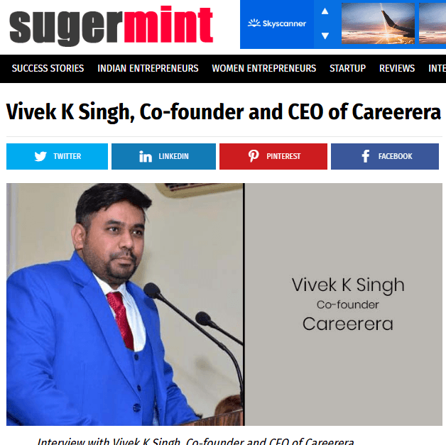 Vivek K Singh, Co-founder and CEO of Careerera
