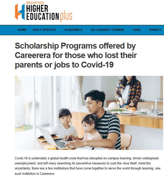 Scholarship Programs offered by Careerera for those who lost their parents or jobs to Covid-19