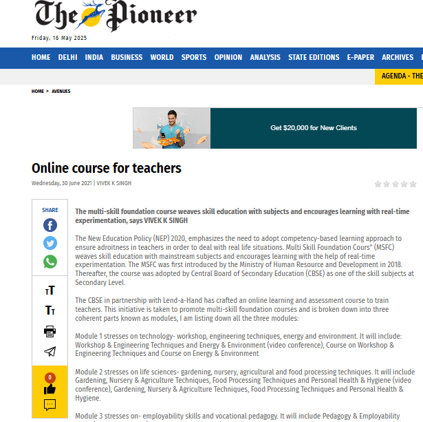 Online course for teachers