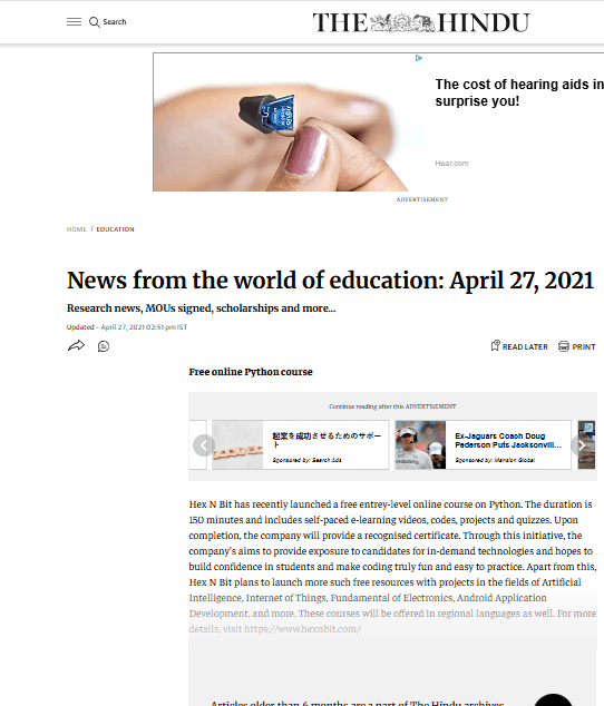News from the world of education: April 27, 2021