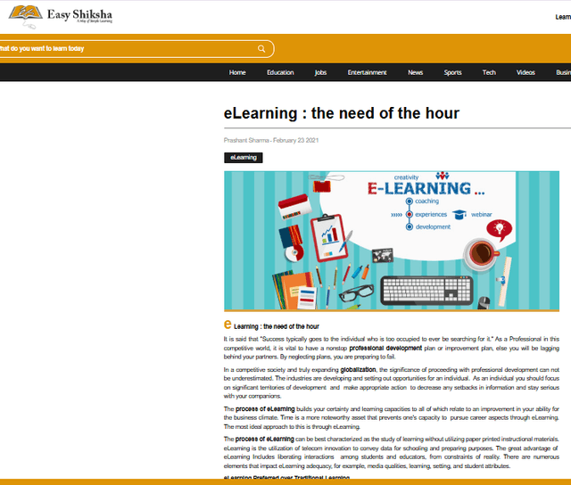 eLearning : the need of the hour
